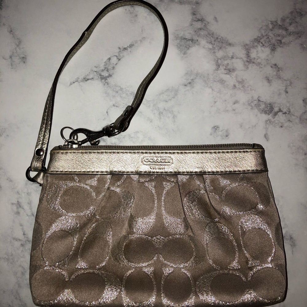 FINAL SALE! Coach Metallic Silver Wristlet
